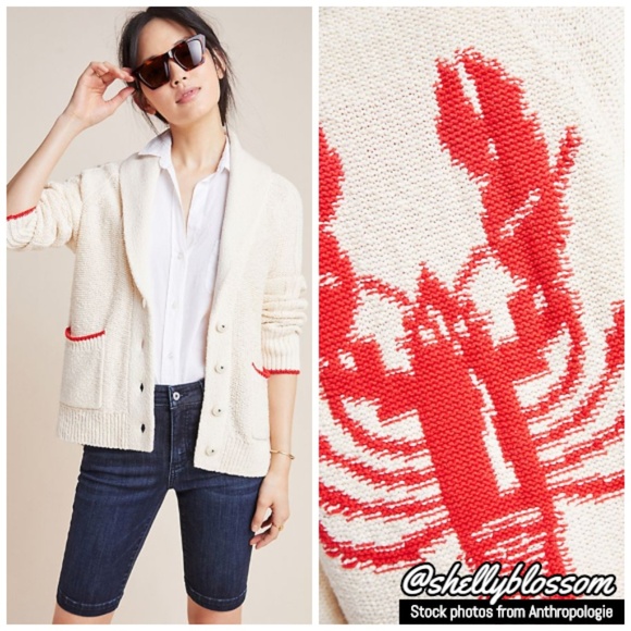 anthropologie lobster knit cardigan